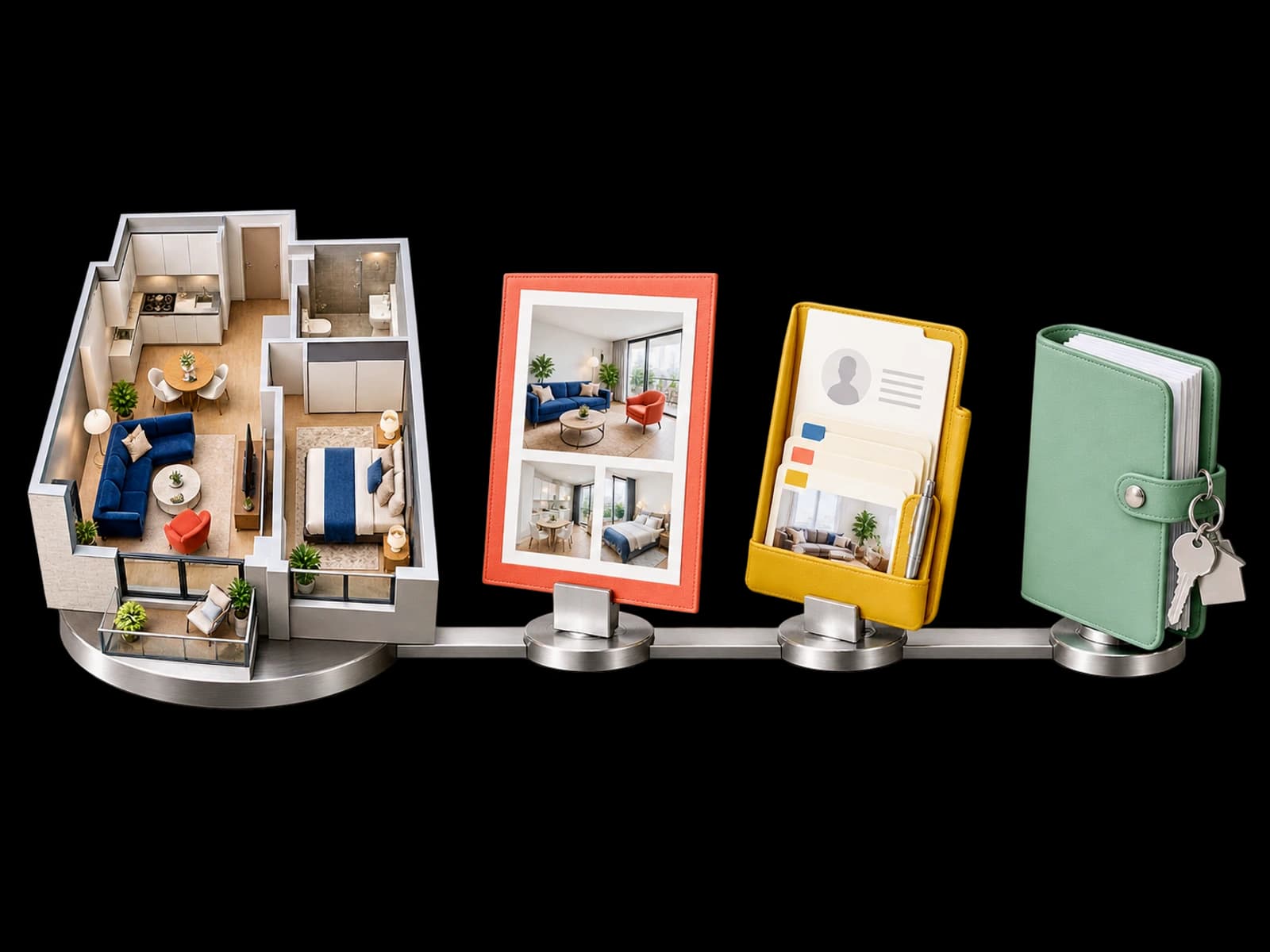 Wohnungsmodell mit Exposé, Grundriss und Verkaufsfahrplan
