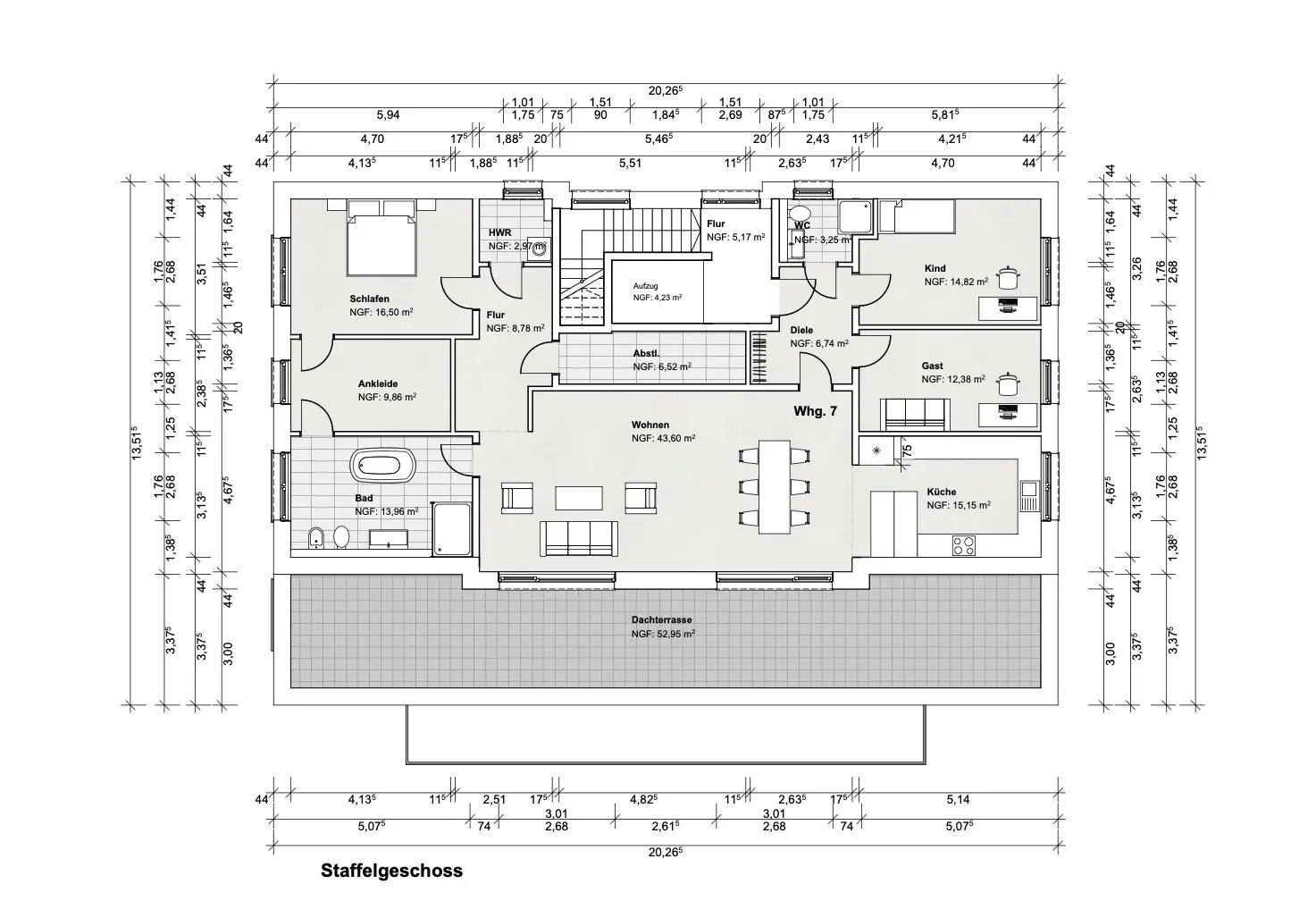 Grundriss 3. Obergeschoss Penthouse